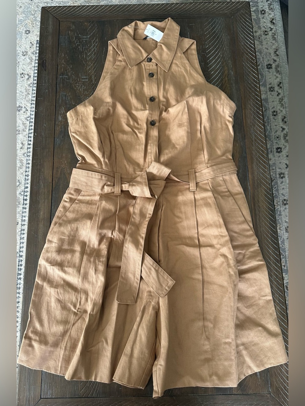 NWT Banana Republic Tan Sleeveless Belted Romper -Size 12